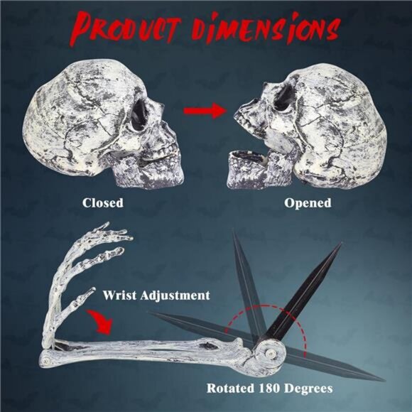 Skeletons Halloween Decorations Outdoor, Realistic Skeleton Hands and Head - Picture 6 of 8